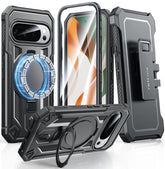 FNTCASE Google Pixel 10 Pro XL/9 Pro XL ケース リングホルダー付き マグネット式キックスタンド ミリタリーグレード 耐衝撃保護 頑丈な携帯電話カバー ベルトクリップホルスター付き
